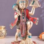 Pure Brass Sanjeevani Hanuman Idol 15" | Large Size Divine Sculpture | 9.14 kg Powerful Devotion | 9" Width, 7" Depth | Temple & Home Decor